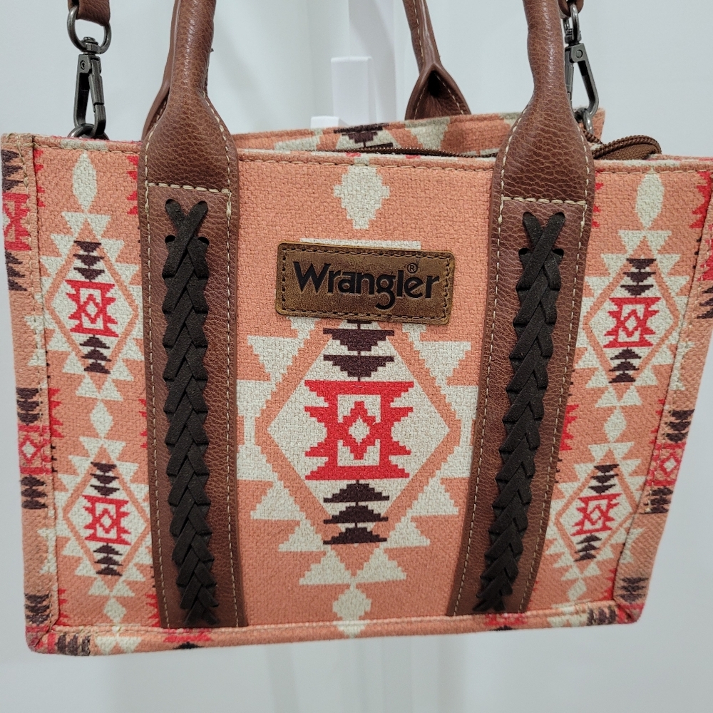 Wrangler Women's Orange Aztec Crossbody Tote